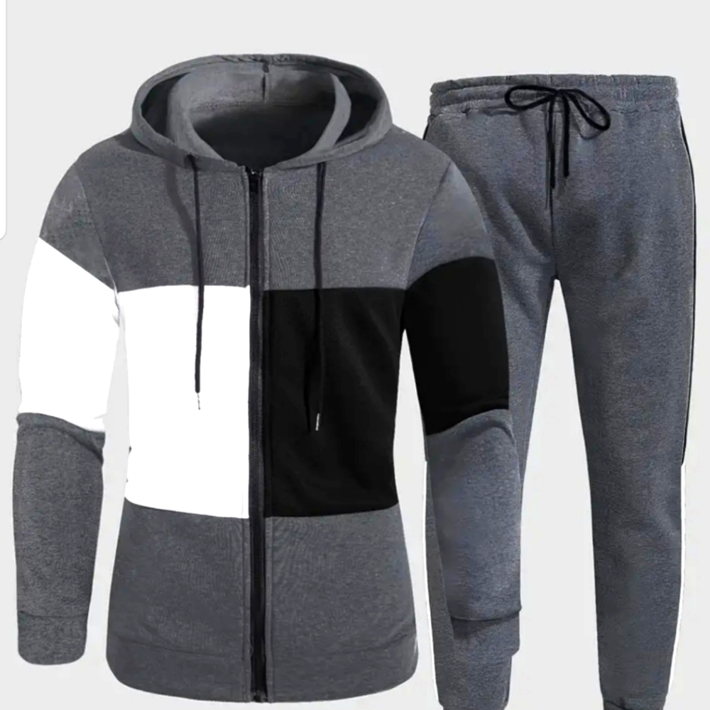 Unisex size sm color block  zip front Hoodie & pant Jogger set